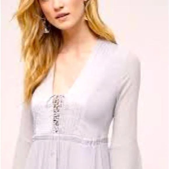 Anthropologie Ghost London Pale Blue Dress with Bell Sleeves - Picture 3 of 12